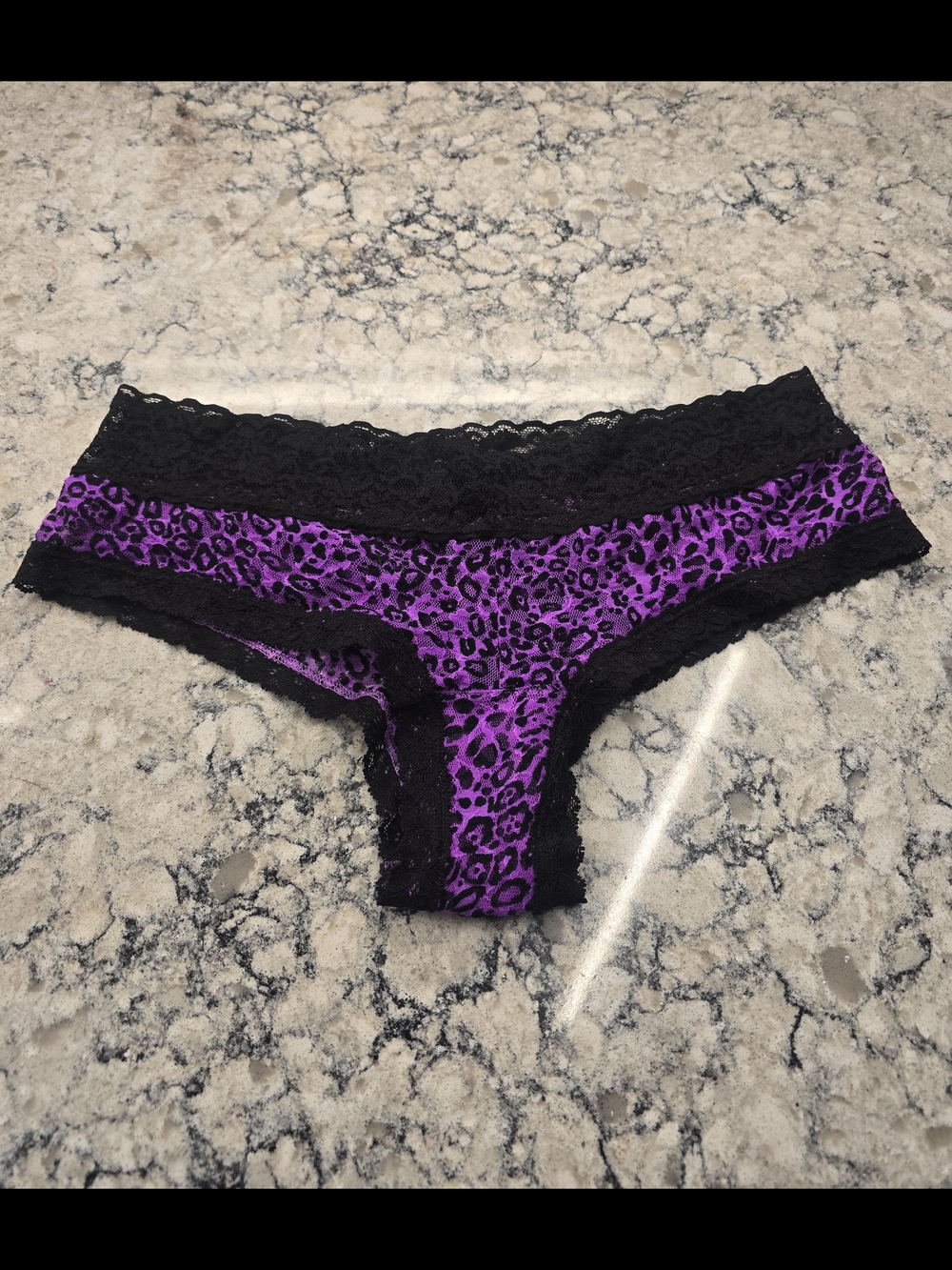 Victoria's Secret Purple Leopard Lace Cheeky Panty